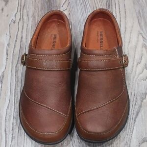 Merrell Men's Brown Leather Comfort Slip-On Shoes